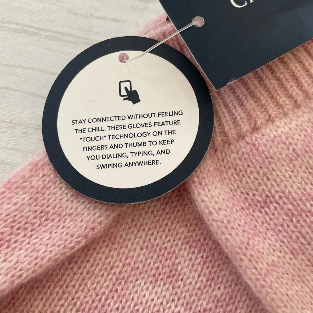 Touch Screen Compatible Gloves Charter Club 100% Cashmere Pink One-Size NWT